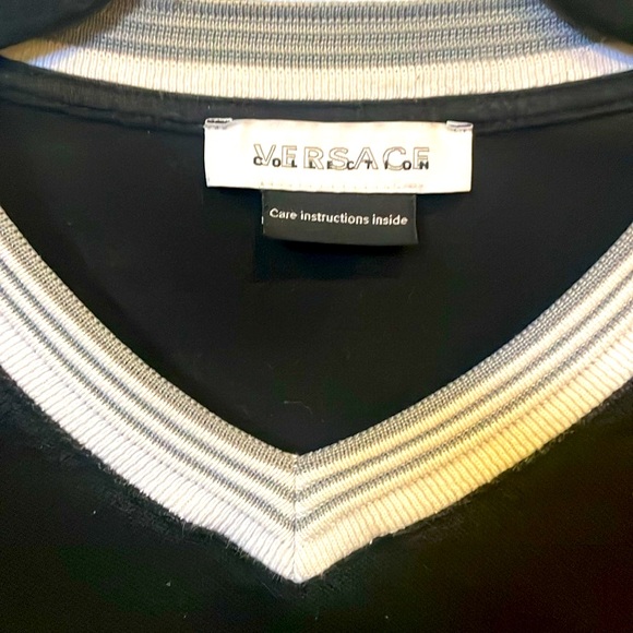 VERSACE COLLECTION Men’s Black v-neck logo shirt / size small / EUR 36. - Picture 1 of 8